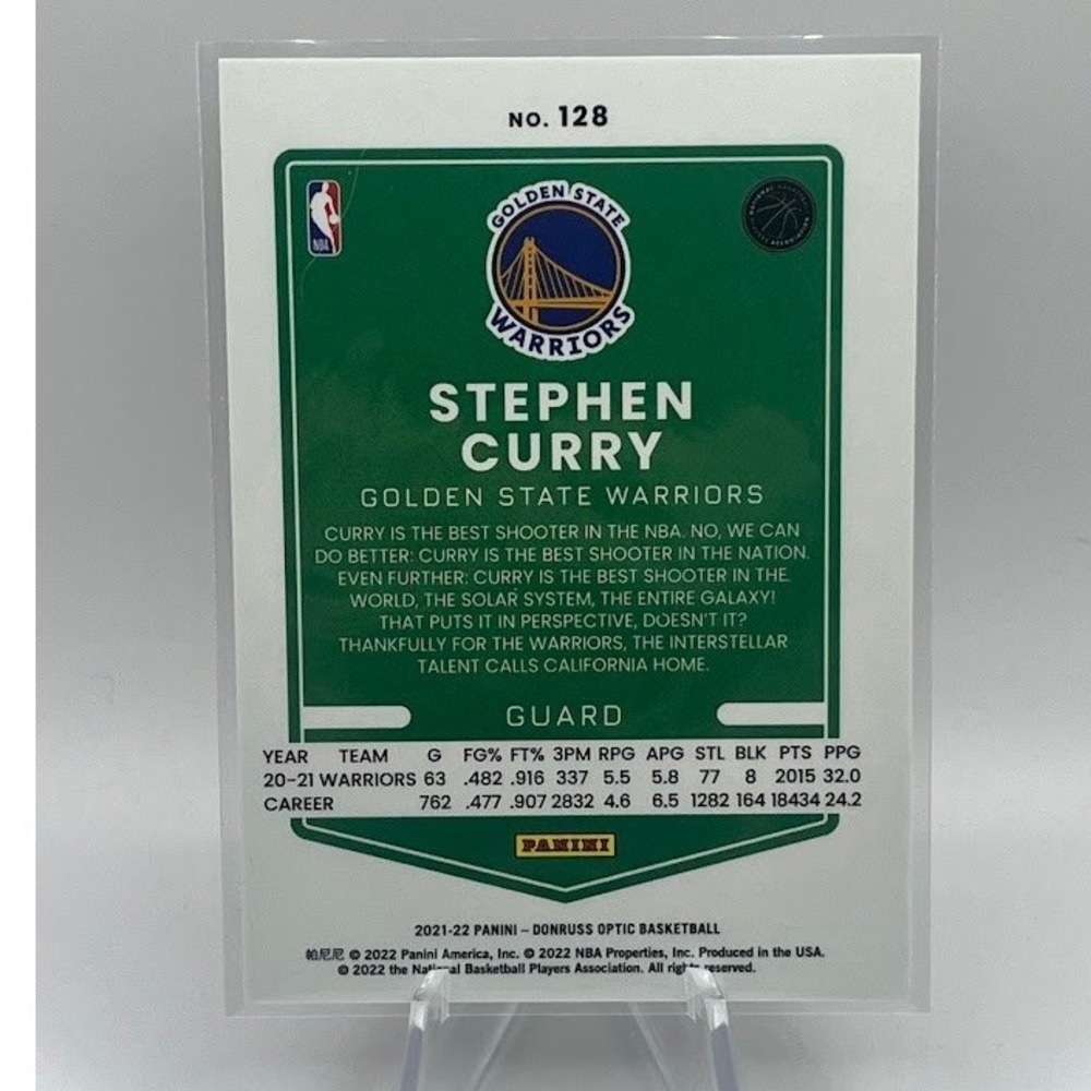 Stephen Curry 2021 Panini Donruss Optic 128 NBA Golden‎ State Warriors - Picture 2 of 2